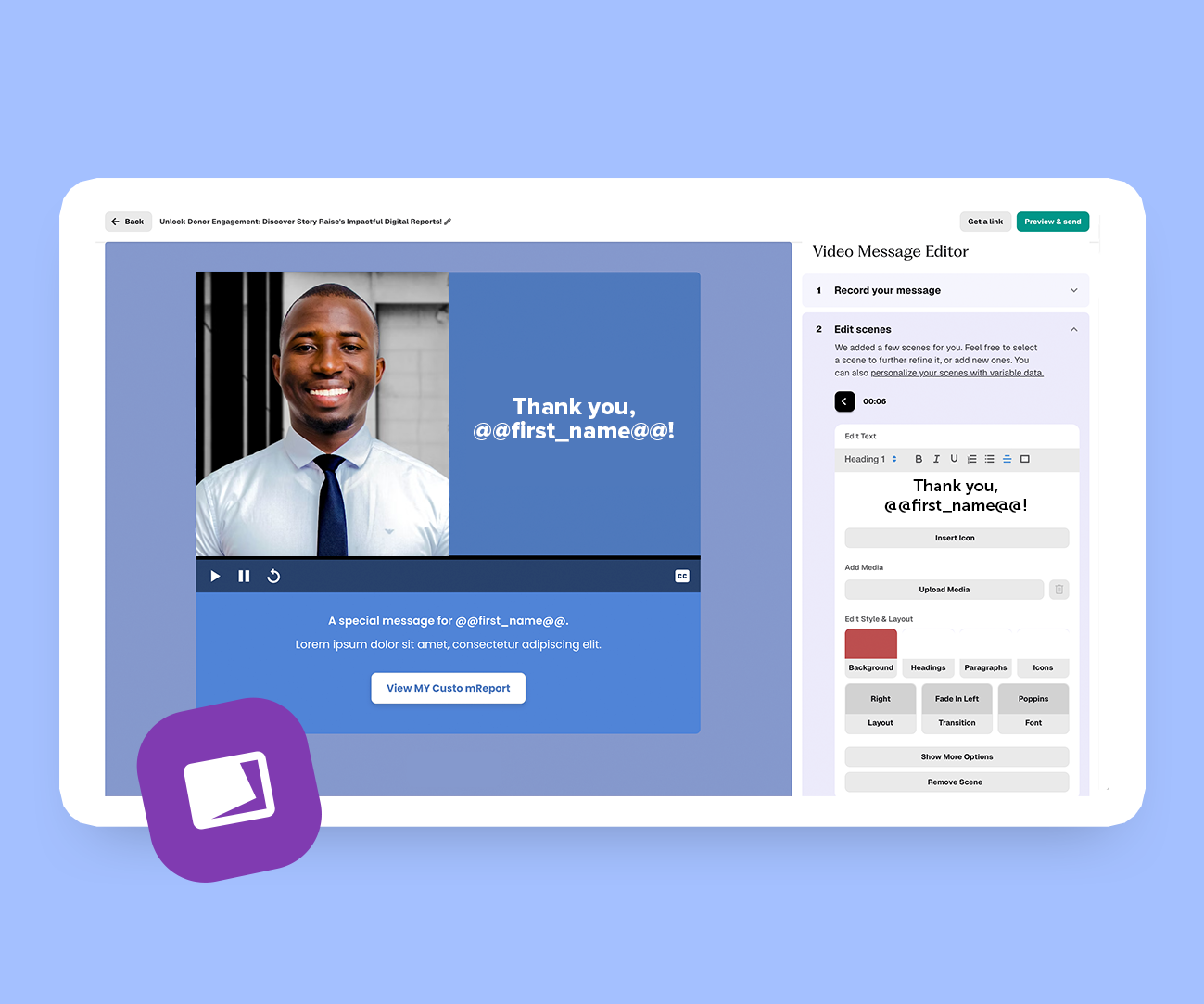 Video scenes and template library