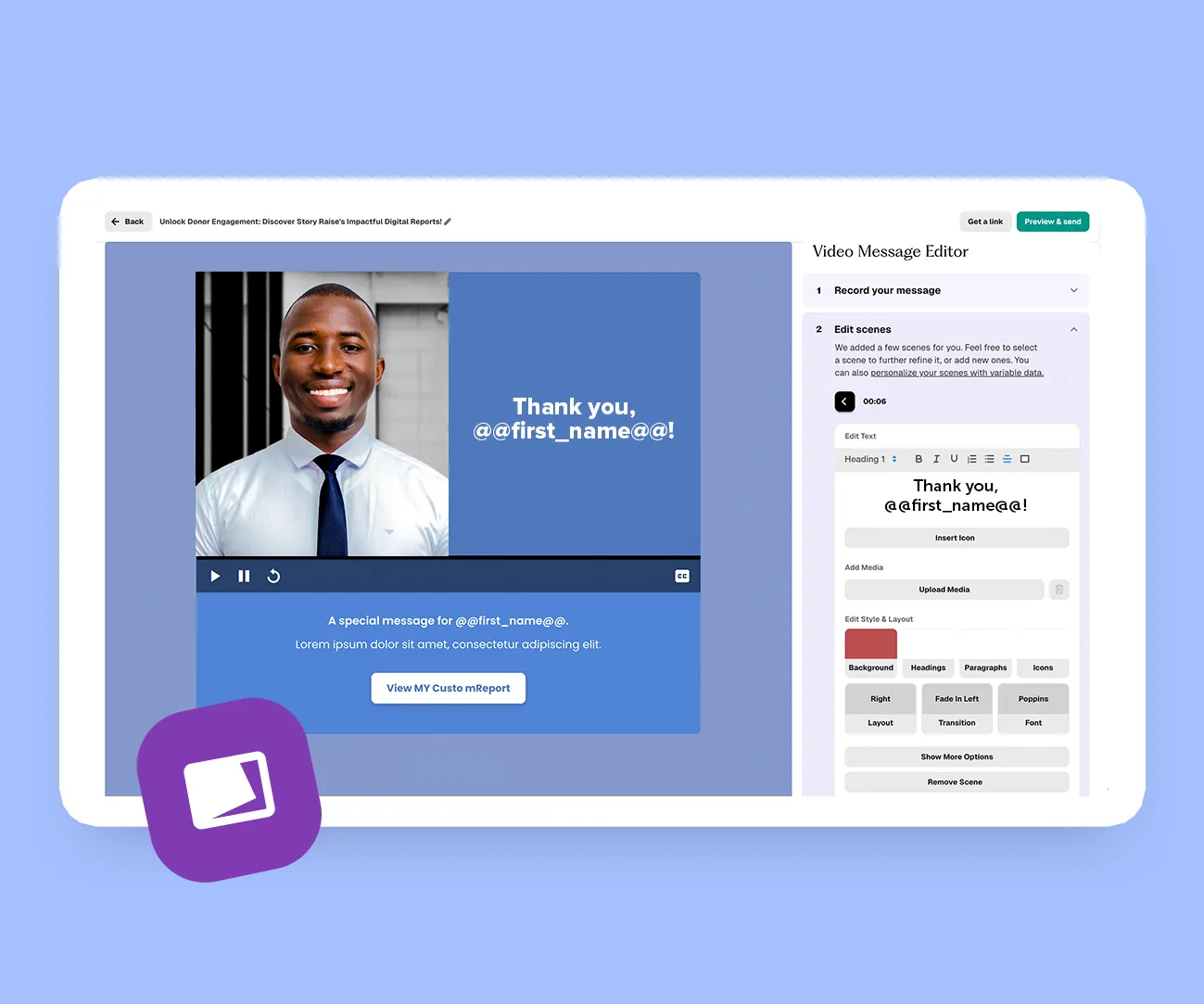 Video scenes and template library