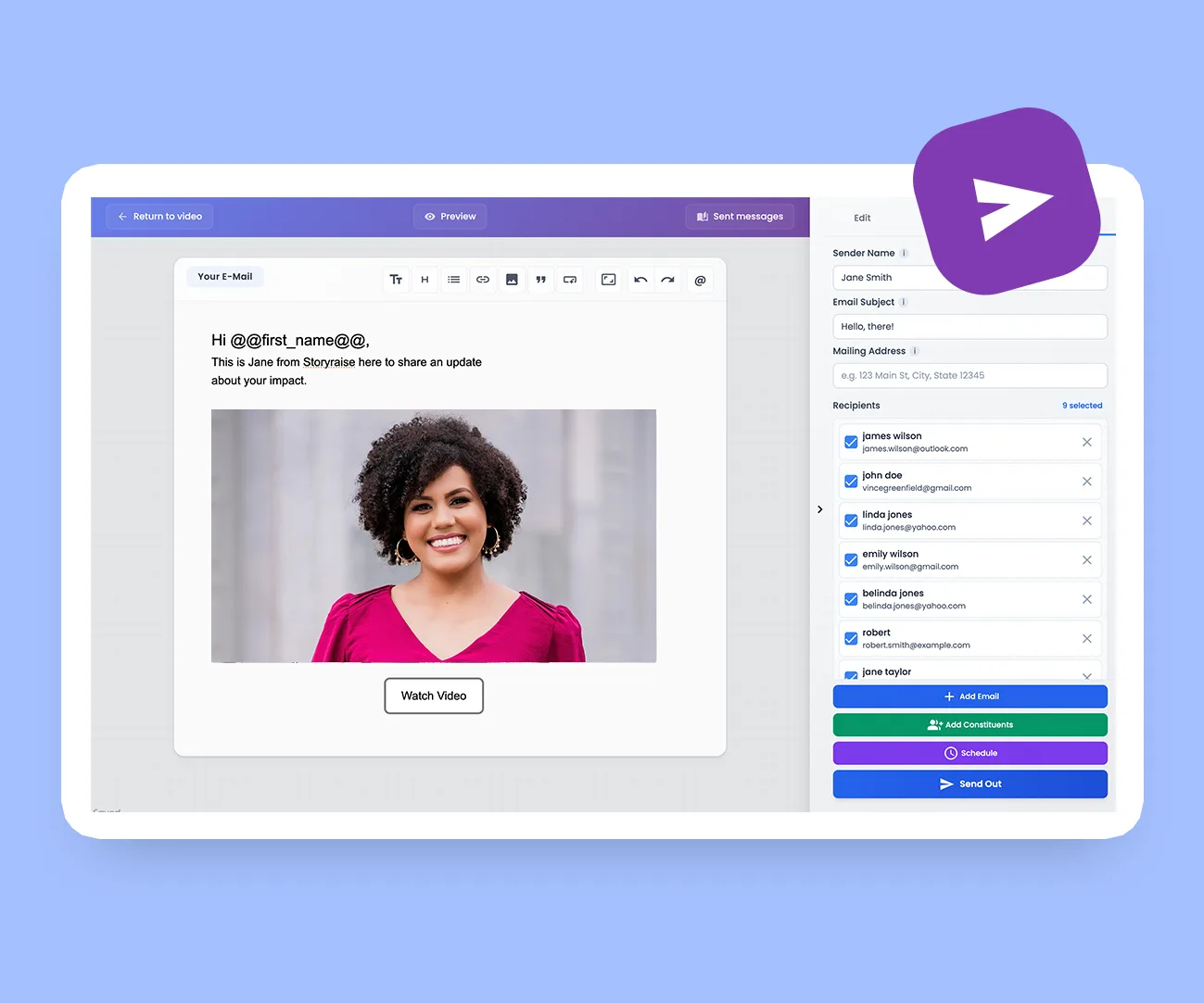 Send personalized videos to donors at scale